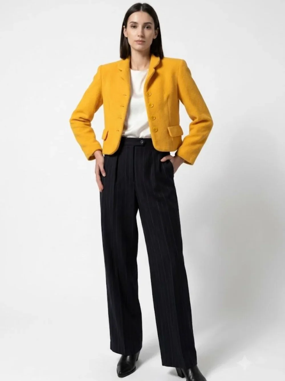 Express + Compagnie Internationale Fleece Cropped Blazer Marigold